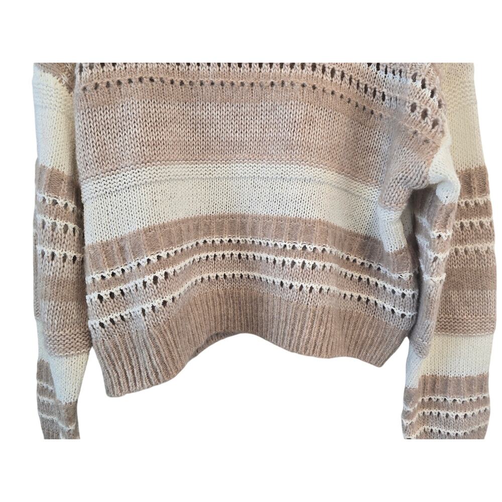 LUSH Knitted Cream and Tan Long Sleeve SWEATER Size L NWOT - Picture 3 of 8